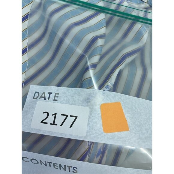 Robert‎ Graham Mens size LG  Long sleeve Blue Striped Shirt contrast cuff - Picture 9 of 9